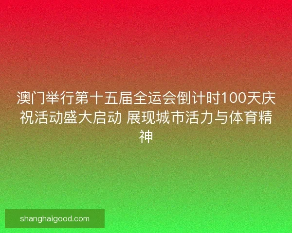 澳门举行第十五届全运会倒计时100天庆祝活动盛大启动 展现城市活力与体育精神