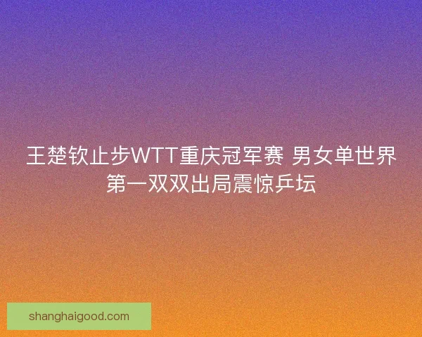 王楚钦止步WTT重庆冠军赛 男女单世界第一双双出局震惊乒坛 王楚钦止步WTT重庆冠军赛 男女单世界第一双双出局震惊乒坛