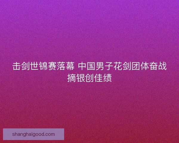 击剑世锦赛落幕 中国男子花剑团体奋战摘银创佳绩 击剑世锦赛落幕 中国男子花剑团体奋战摘银创佳绩