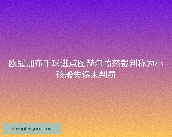 欧冠加布手球逃点图赫尔愤怒裁判称为小孩般失误未判罚 欧冠加布手球逃点图赫尔愤怒裁判称为小孩般失误未判罚