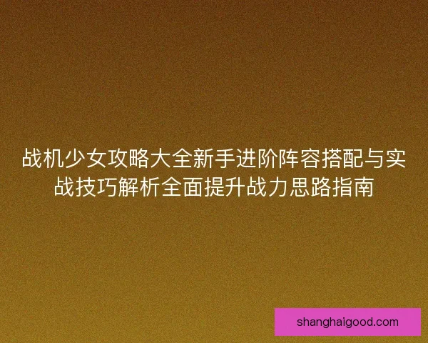 战机少女攻略大全新手进阶阵容搭配与实战技巧解析全面提升战力思路指南